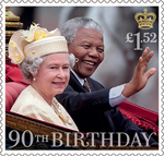HM The Queen’s 90th Birthday £1.52 Stamp (2016) HM The Queen with Nelson Mandela 1996