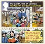 The Great Fire of London £1.52 Stamp (2016) Wednesday, 5th September 1666, The fire dies out