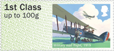 Post & Go : Royal Mail Heritage : Mail by Air 1st Stamp (2017) Military mail flight, 1919