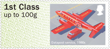 Post & Go : Royal Mail Heritage : Mail by Air  Stamp (2017) Datapost services, 1980s