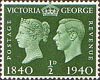 0.5d, Green from Centenary of First Adhesive Postage Stamps (1940)