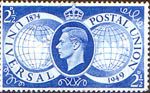 2.5d, Two Hemispheres from 75th Anniversary of Universal Postal Union (1949)