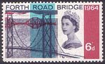 Opening of Forth Road Bridge 6d Stamp (1964) Forth Road Bridge and Railway Bridges