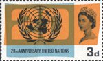 20th Anniversary of UNO and International Co-operation Year 3d Stamp (1965) U.N. Emblem