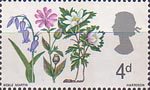 British Flora 4d Stamp (1967) Bluebell, Red Campion and Wood Anemone