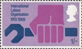 Notable Anniversaries 1s Stamp (1969) I.L.O. Emblem