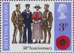 British Anniversaries 3p Stamp (1971) Servicemen and Nurse of 1921