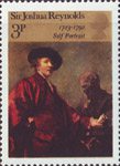 British Painters 3p Stamp (1973) 'Self-portrait' (Sir Joshua Reynolds)