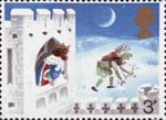 Christmas 3p Stamp (1973) 'Good King Wenceslas, the Page and Peasant'