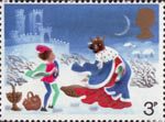 Christmas 3p Stamp (1973) 'Good King Wenceslas, the Page and Peasant'