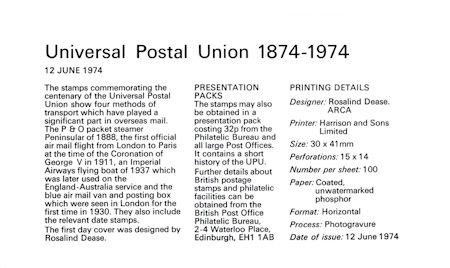 Centenary of Universal Postal Union (1974)