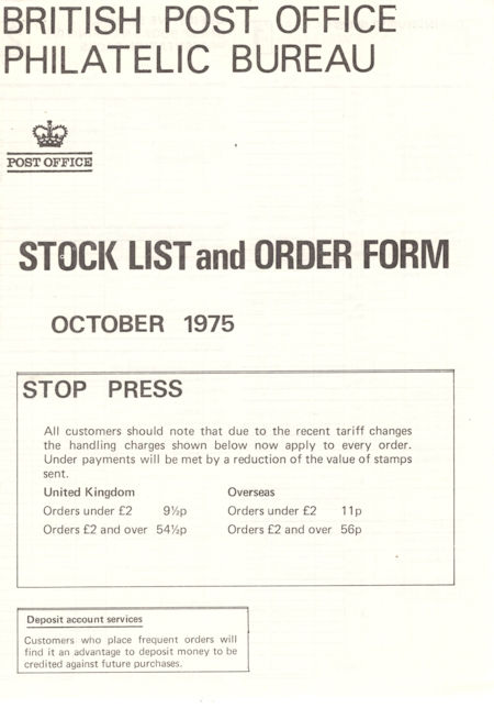 1975 Stock Lists from Collect GB Stamps