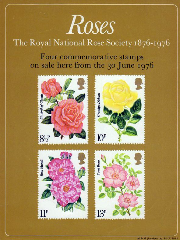 PHQ Stamp Postcards Set No.16 Centenary of the Royal National Rose Society 1976 
