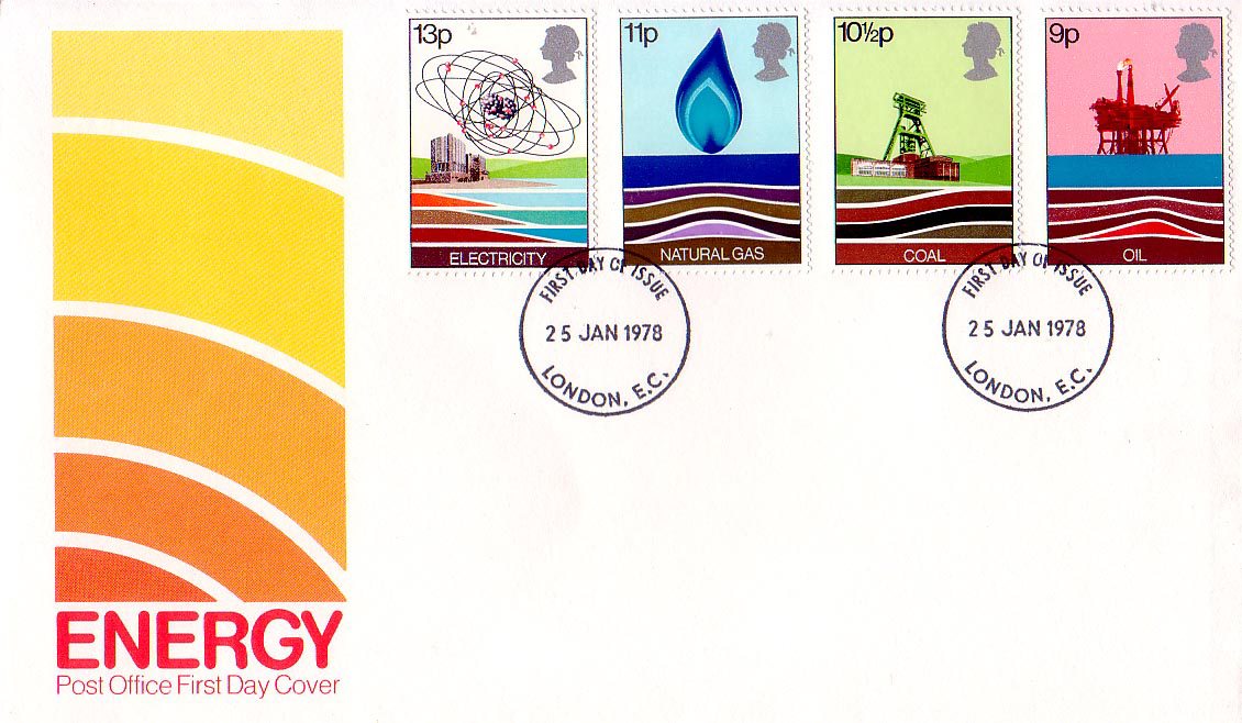 British Postage Stamps First Day Cover Energy Resources Postmarked Telford Salop 25 Jan 1978