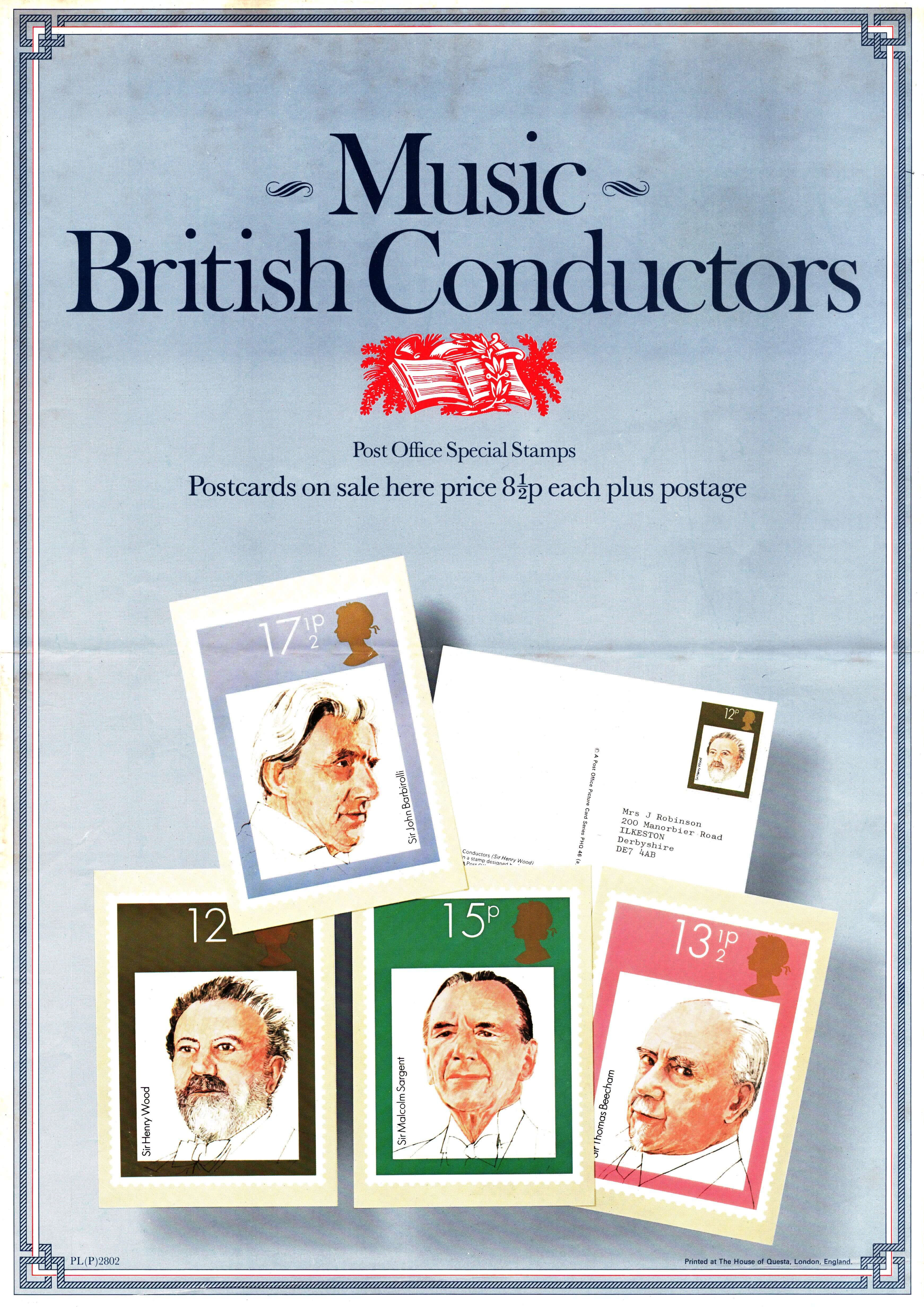 1980 BRITISH CONDUCTORS LIMITED EDITION MINT POSTCARD BY VELDALE 