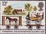 Liverpool and Manchester Railway 1830 12p Stamp (1980) Horsebox and Carriage Truck near Bridgewater Canal