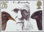Charles Darwin 26p Stamp (1982) Darwin, Cactus Ground Finch and Large Ground Finch