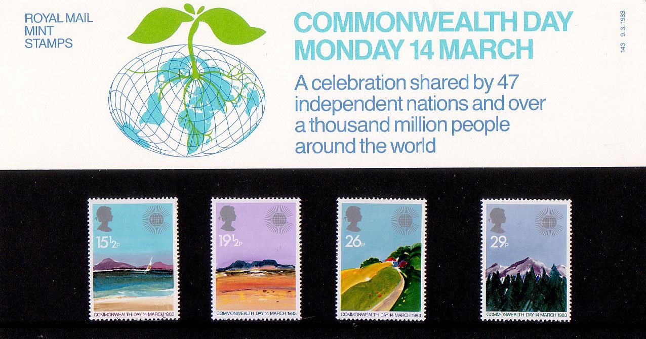 Set of 4 PHQ Stamp Postcards Set No.66 Commonwealth Day 1983 DE1