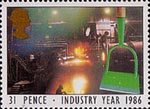 Industry Year 31p Stamp (1986) Garden Hoe and Steel Works (Steel)