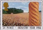 Industry Year 34p Stamp (1986) Loaf of Bread and Cornfield (Agriculture)