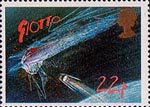 Halley's Comet 22p Stamp (1986) Giotto Spacecraft approaching Comet