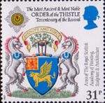 Scottish Heraldry 31p Stamp (1987) Arms of Royal Scottish Academy of Painting, Sculpture and Architecture