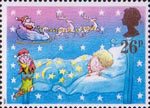 Christmas 1987 26p Stamp (1987) Sleeping Child and Father Christmas in Sleigh
