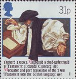 The Welsh Bible 1588-1988 31p Stamp (1988) Bishop Richard Davies (New Testament translator, 1567)
