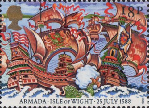 Set of 5 PHQ Stamp Postcards Set No112 400th Anniversary Spanish Armada 1988 FW0 