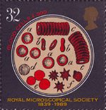 Microscopes 32p Stamp (1989) Blood Cells (x500)