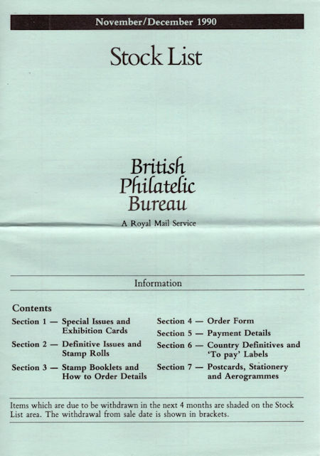 1990 Stock Lists from Collect GB Stamps