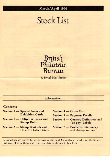 1990 Stock Lists from Collect GB Stamps