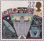 Astronomy 22p Stamp (1990) Armagh Observatory, Jodrell Bank Radio Telescope and La Palma Telescope