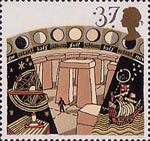 Astronomy 37p Stamp (1990) Stonehenge, Gyroscope and Navigating by Stars