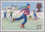 Christmas 1990 37p Stamp (1990) Ice-skating