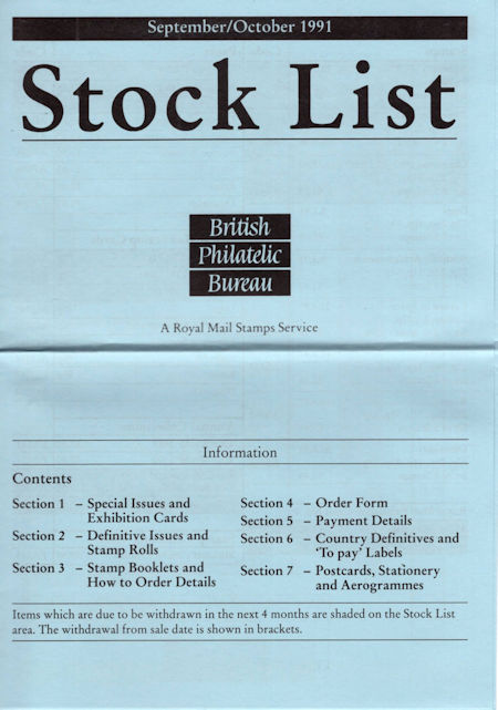 1991 Stock Lists from Collect GB Stamps