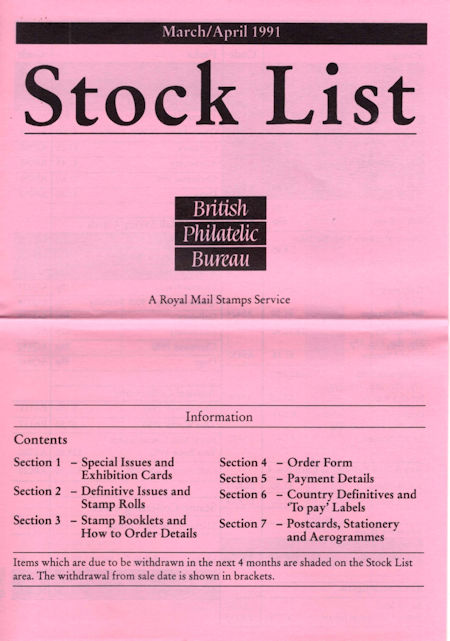1991 Stock Lists from Collect GB Stamps