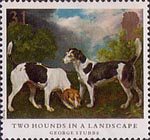 Dogs 31p Stamp (1991) 'Two Hounds in a Landscape'