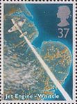 Scientific Achievements 37p Stamp (1991) Gloster Whittle E29/39 Aircraft  over East Anglia (50th Anniversary of Firt Flight of Sir Frank Whittle's Jet Engine)