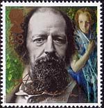 Tennyson  28p Stamp (1992) Tennyson in 1856 and April Love (Arthur Hughes)