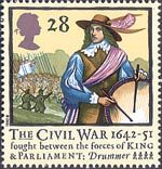 The Civil War 1642-51 28p Stamp (1992) Drummer