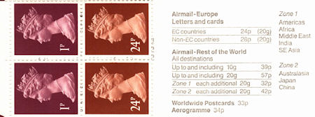 Booklet pane for Postal History (1993)