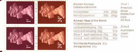 Booklet pane for Postal History (1993)