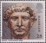 Roman Britain 28p Stamp (1993) Emperor Hadrian (bronze head)