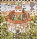 Shakespeares Globe 25p Stamp (1995) The Swan, 1595