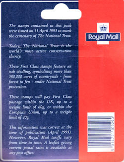 Reverse for 10 First Class Stamps Pack - 25p Protecting Land