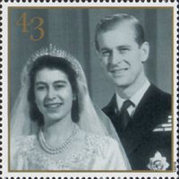  The Golden Wedding Anniversary 1947-1997 43p Stamp (1997) Wedding Photograph, 1947