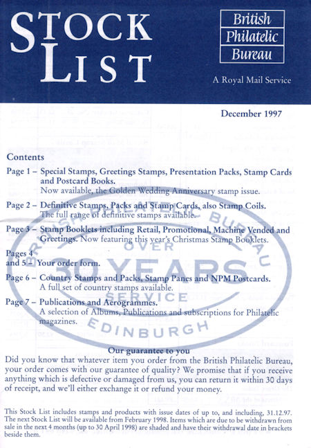 1997 Stock Lists from Collect GB Stamps