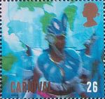 Carnival 26p Stamp (1998) Woman in Blue Costume and Headdress