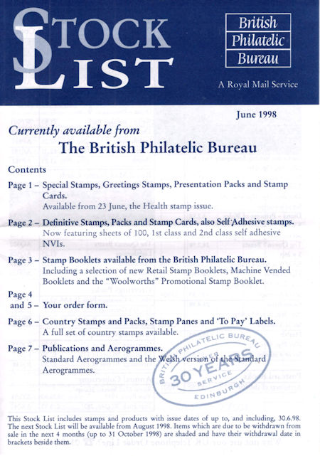 1998 Stock Lists from Collect GB Stamps